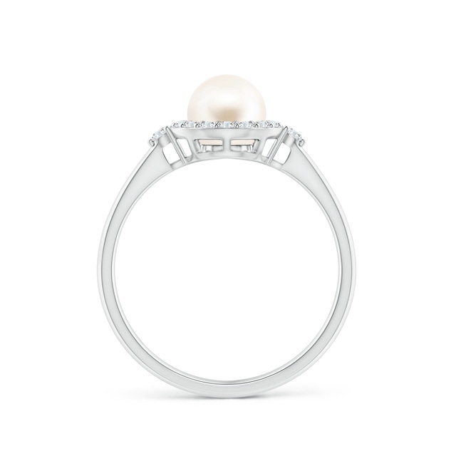 Sterling Silver 6mm Cultured Pearl And Blue Sapphire Halo Ring