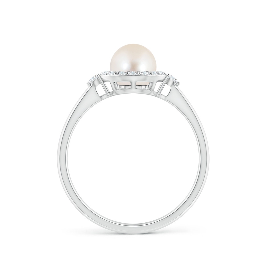 6mm AAAA Freshwater Pearl Halo Engagement Ring in P950 Platinum side 1