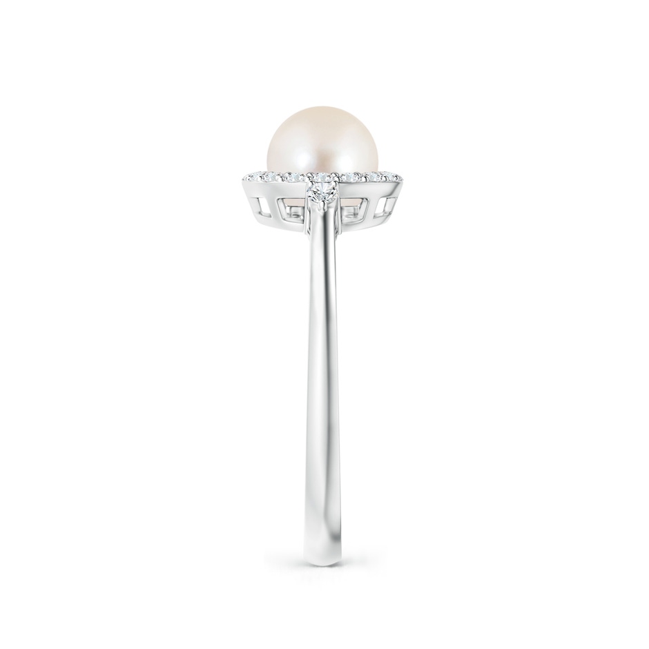 6mm AAAA Freshwater Pearl Halo Engagement Ring in P950 Platinum side 2