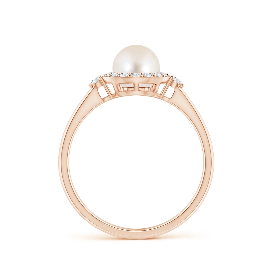 6mm AAAA Freshwater Pearl Halo Engagement Ring in Rose Gold side 1