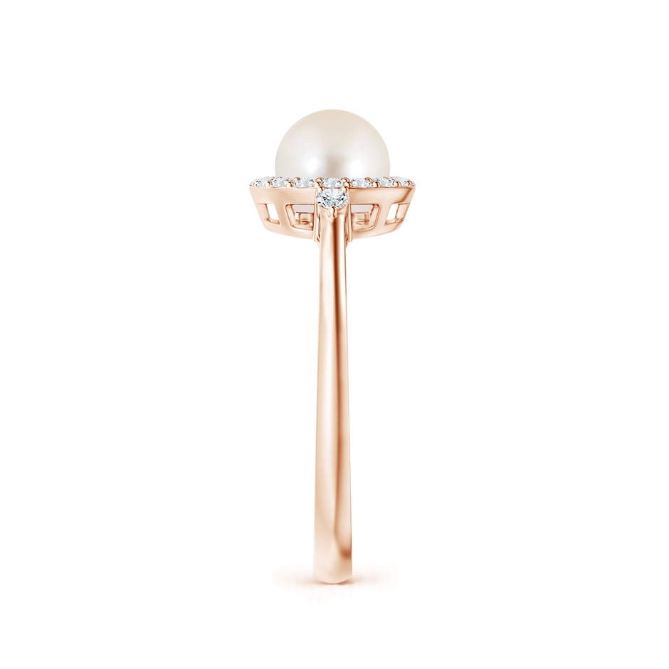 6mm AAAA Freshwater Pearl Halo Engagement Ring in Rose Gold side 2