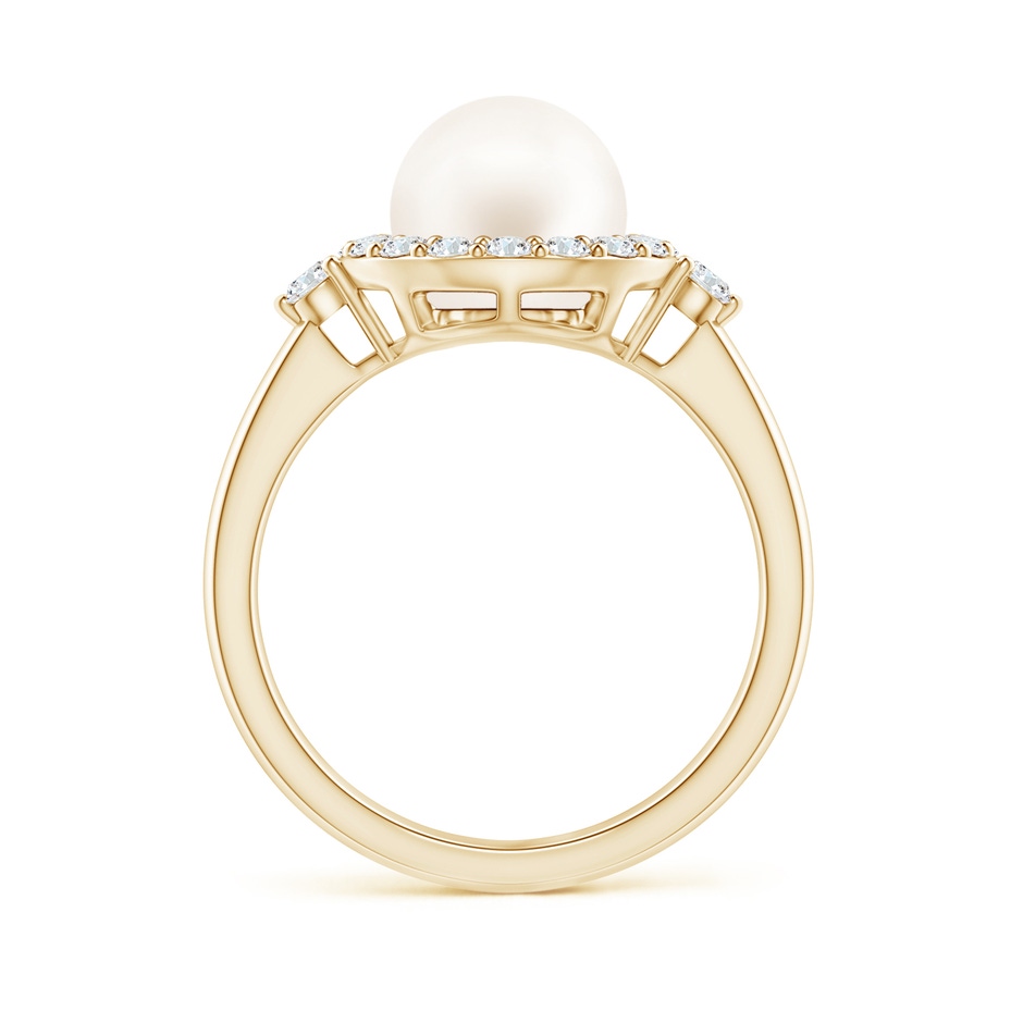 8mm AA Freshwater Pearl Halo Engagement Ring in Yellow Gold side 1