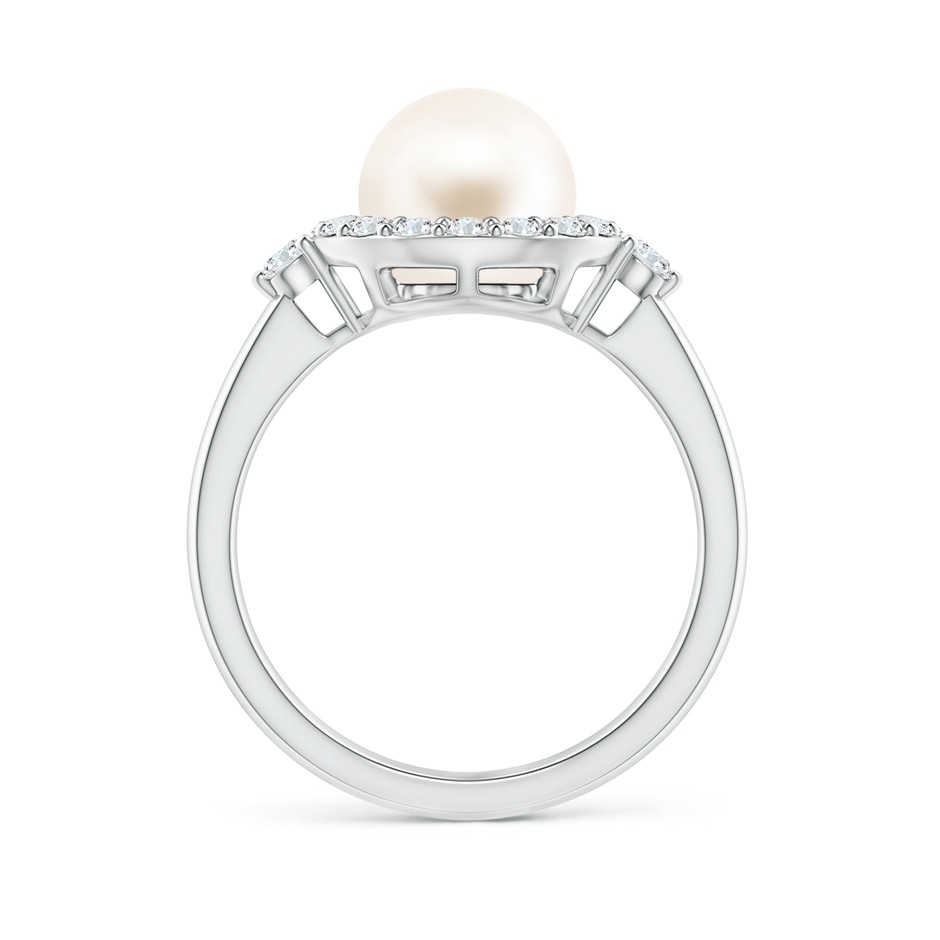 8mm AAA Freshwater Pearl Halo Engagement Ring in P950 Platinum side 1
