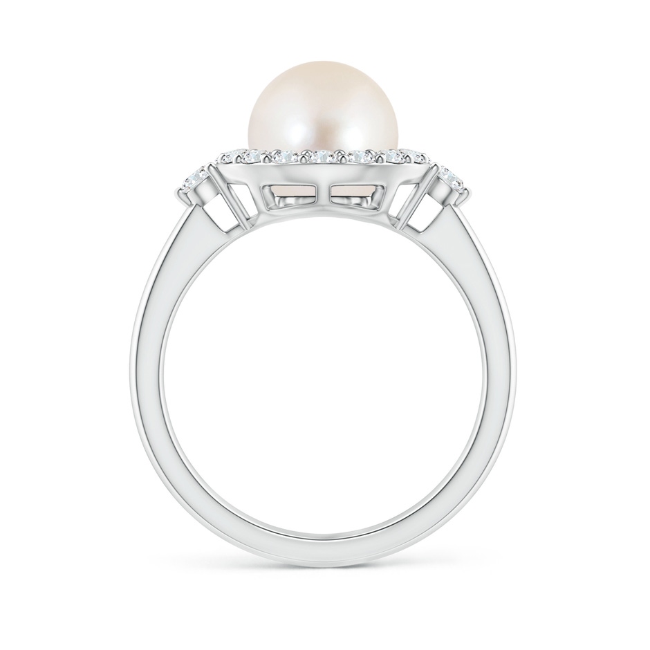 8mm AAAA Freshwater Pearl Halo Engagement Ring in P950 Platinum side 1