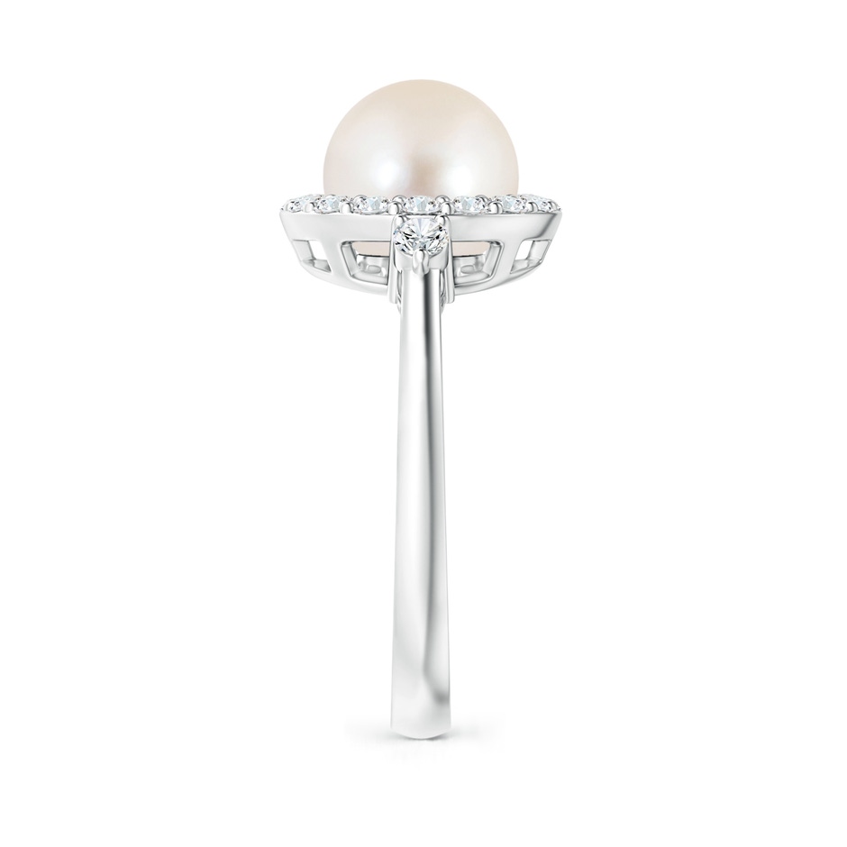 8mm AAAA Freshwater Pearl Halo Engagement Ring in P950 Platinum side 2
