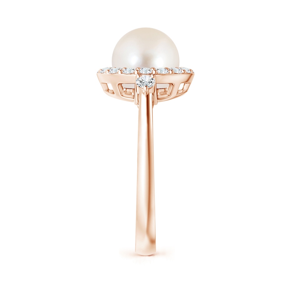 8mm AAAA Freshwater Pearl Halo Engagement Ring in Rose Gold side 2