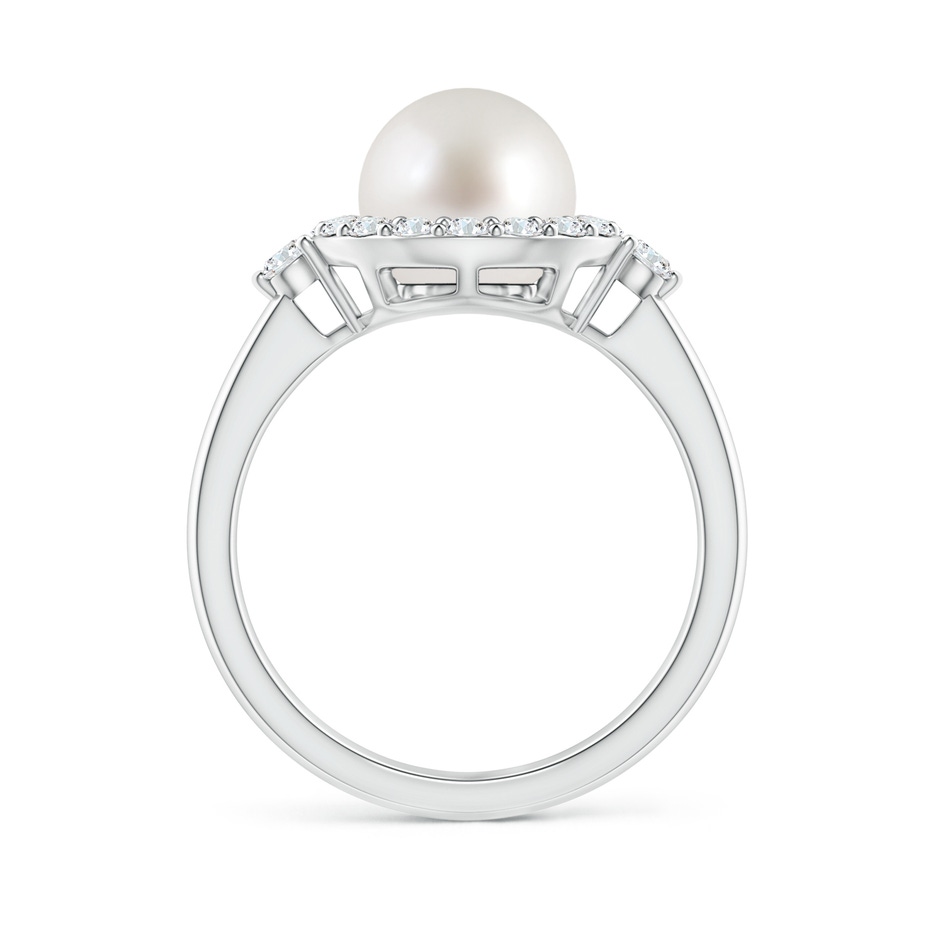 8mm AAA South Sea Pearl Halo Engagement Ring in White Gold side 1