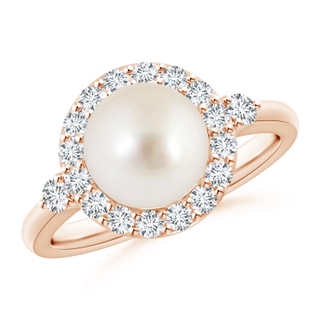 8mm AAAA South Sea Pearl Halo Engagement Ring in Rose Gold