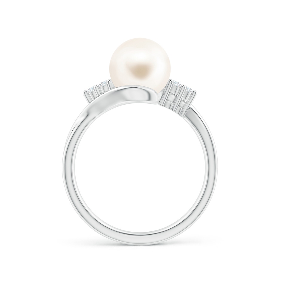 8mm AAA Freshwater Pearl Bypass Ring with Diamond Trio in P950 Platinum Side 1