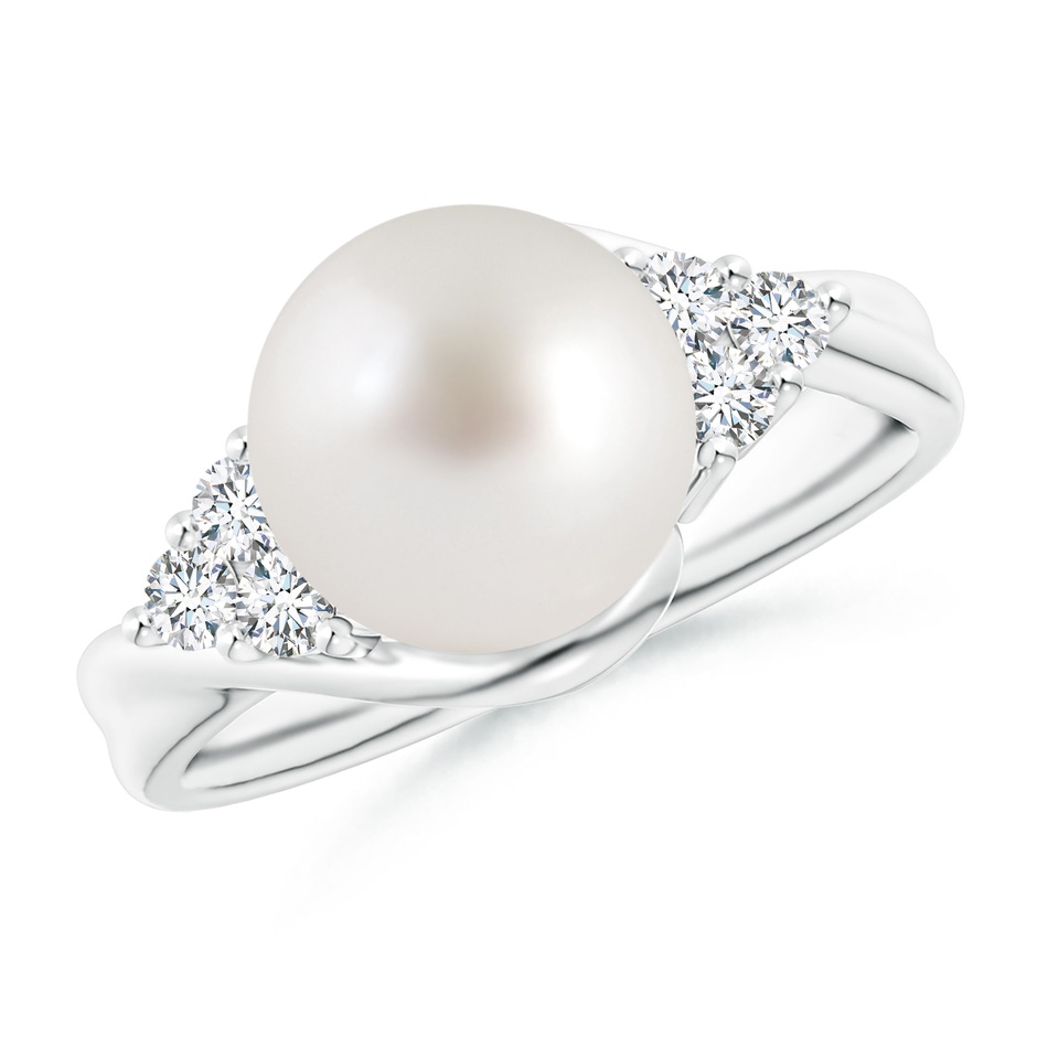 9mm AAA South Sea Pearl Bypass Ring with Diamond Trio in White Gold 