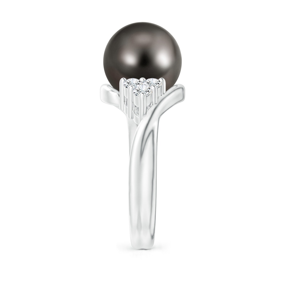 10mm AAA Tahitian Pearl Bypass Ring with Diamond Trio in White Gold side 2