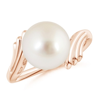 10mm AAAA South Sea Pearl Ring with Wing Motifs in Rose Gold