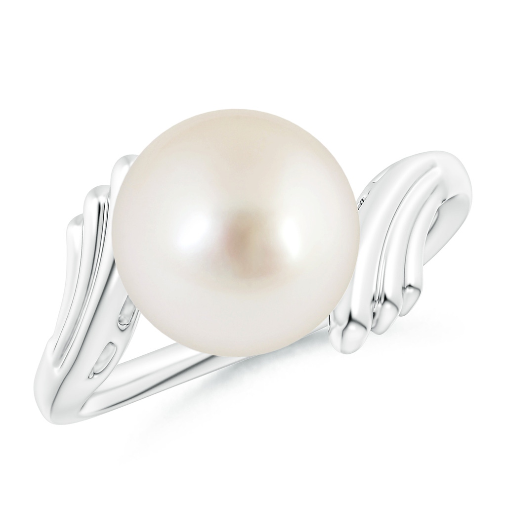 10mm AAAA South Sea Pearl Ring with Wing Motifs in White Gold