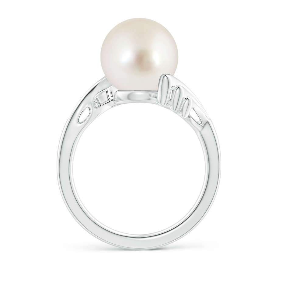 10mm AAAA South Sea Pearl Ring with Wing Motifs in White Gold side 1