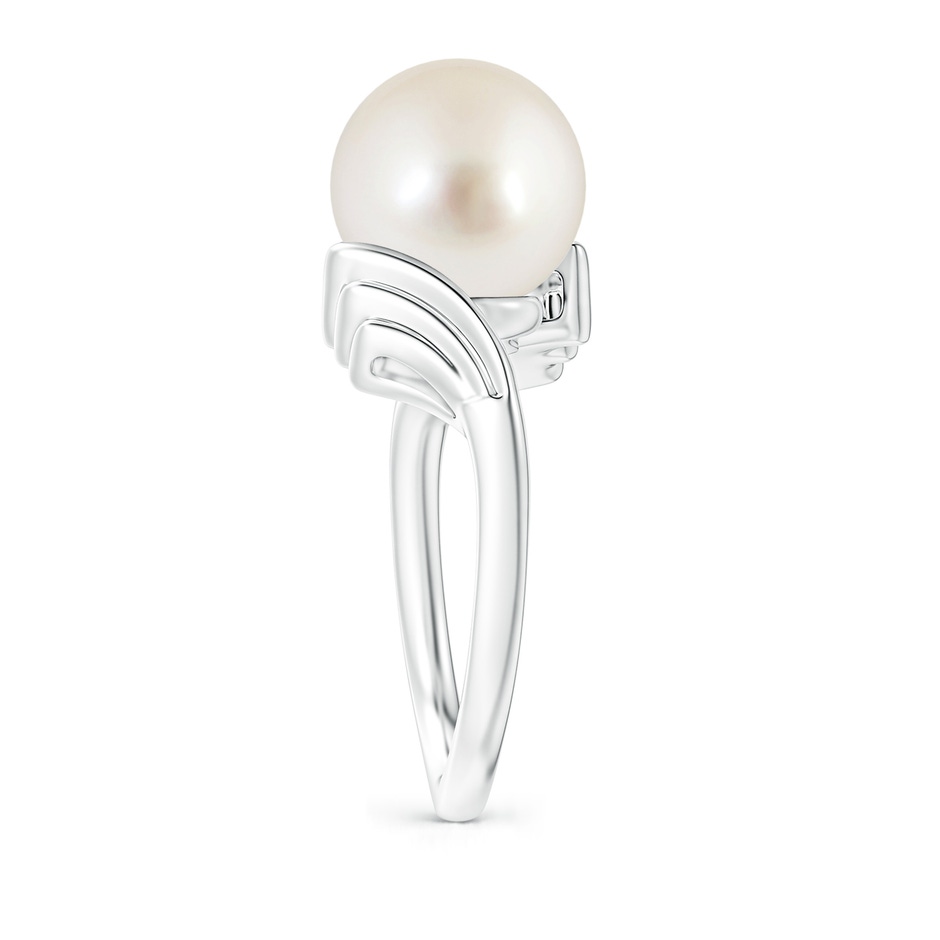 10mm AAAA South Sea Pearl Ring with Wing Motifs in White Gold side 2