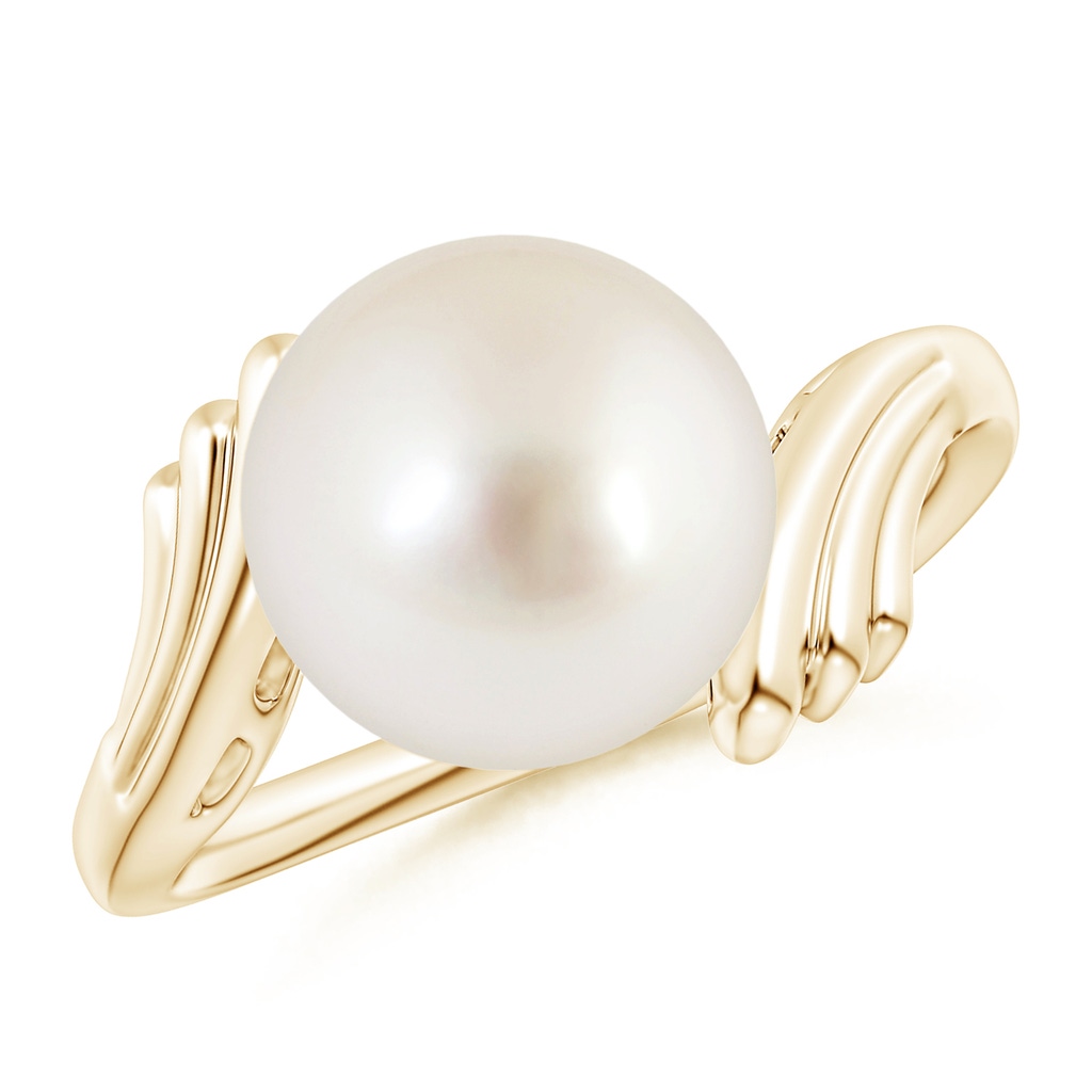 10mm AAAA South Sea Pearl Ring with Wing Motifs in Yellow Gold