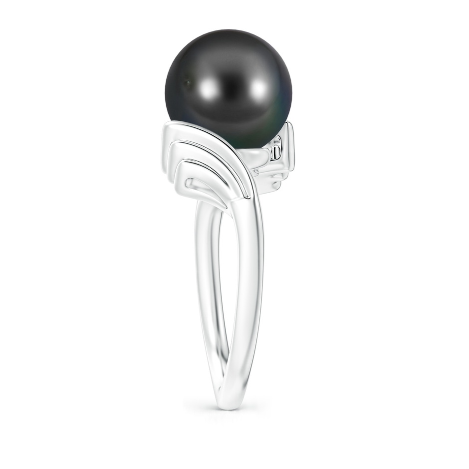 10mm AA Tahitian Pearl Ring with Wing Motifs in White Gold side 2