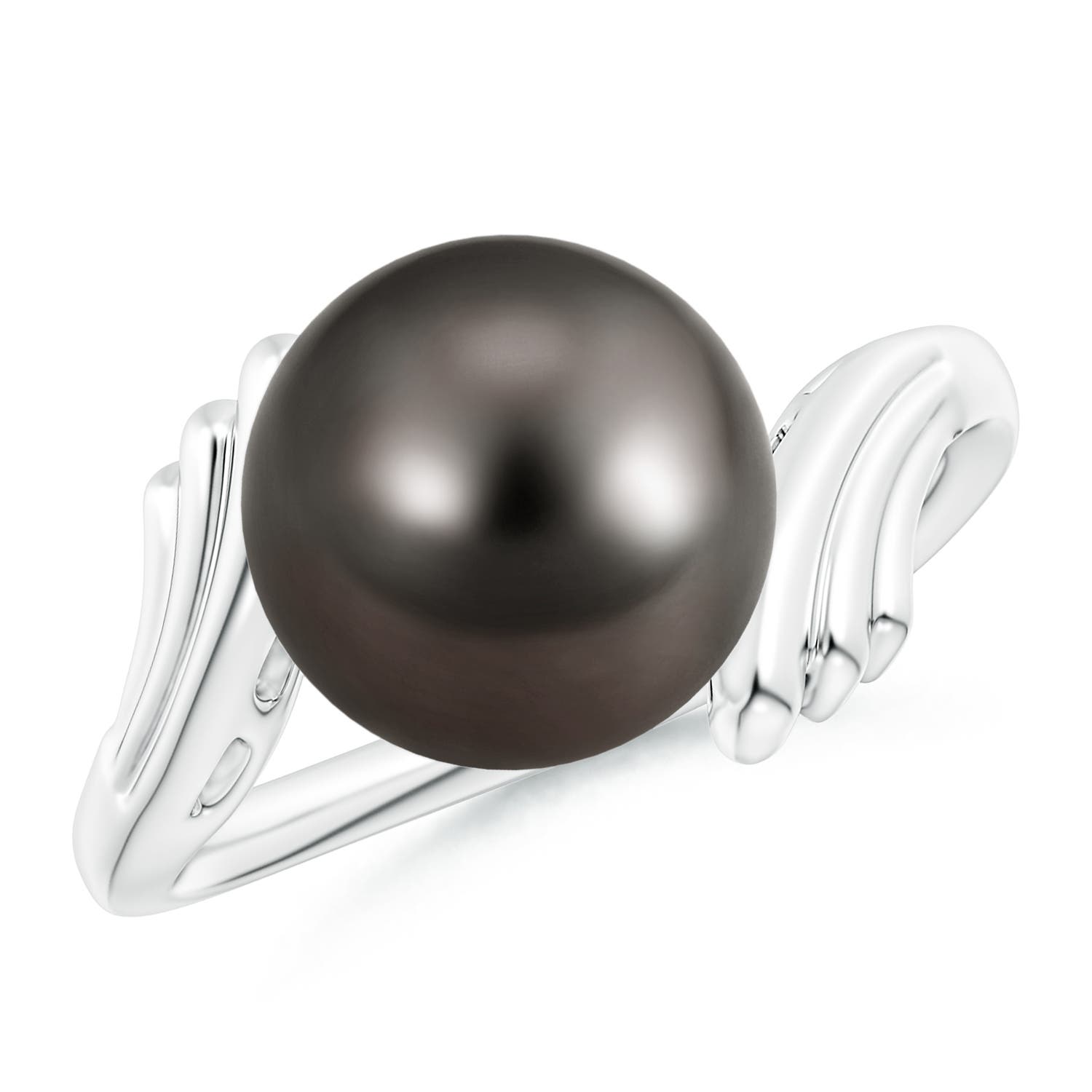 10mm AAA Tahitian Pearl Ring with Wing Motifs in White Gold