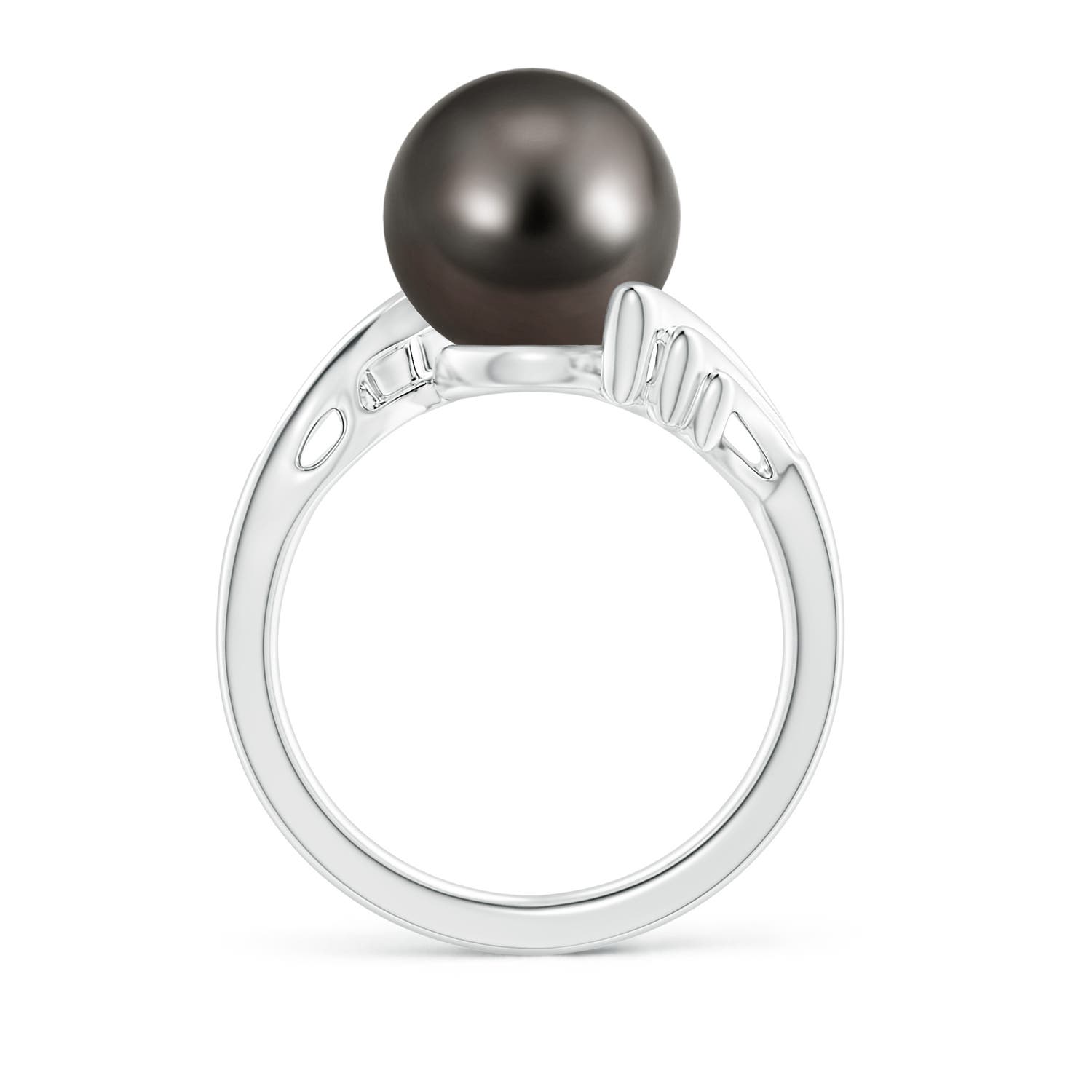 10mm AAA Tahitian Pearl Ring with Wing Motifs in White Gold