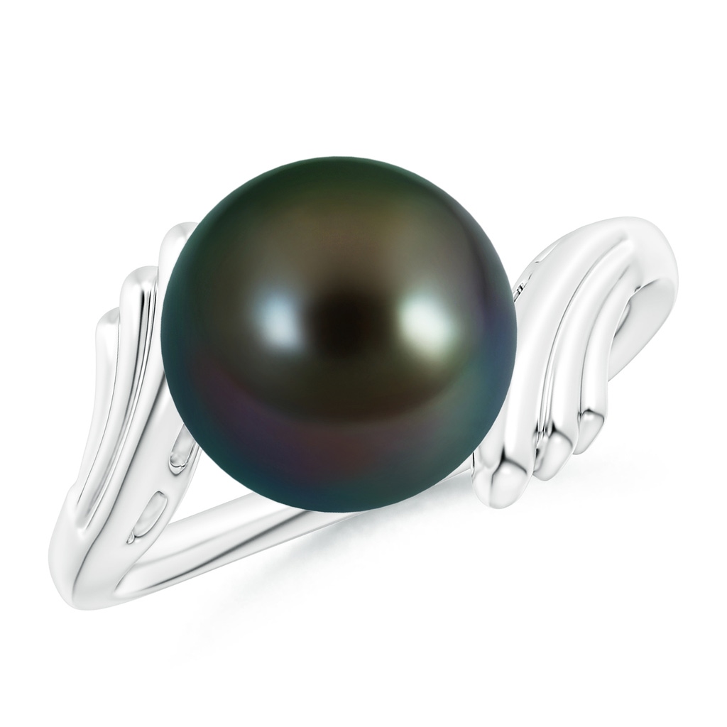 10mm AAAA Tahitian Pearl Ring with Wing Motifs in P950 Platinum