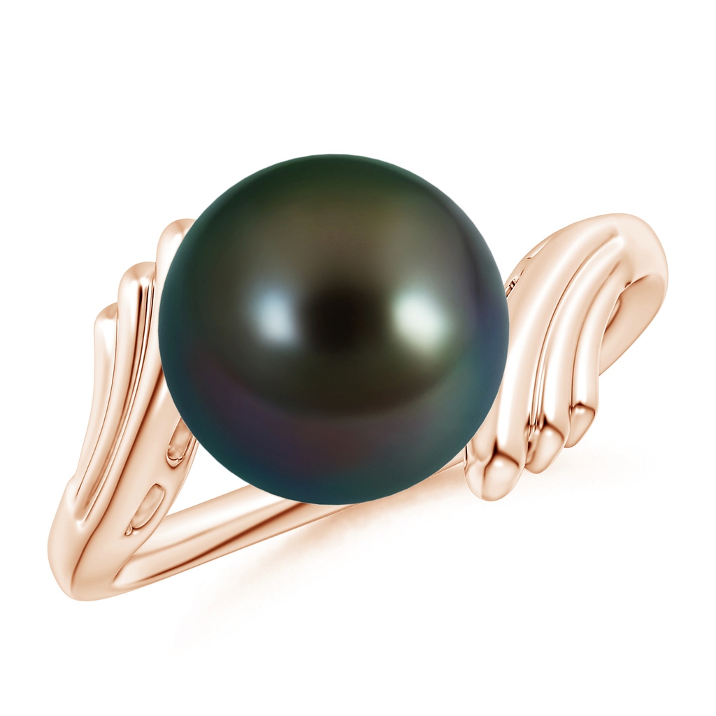 10mm AAAA Tahitian Pearl Ring with Wing Motifs in Rose Gold