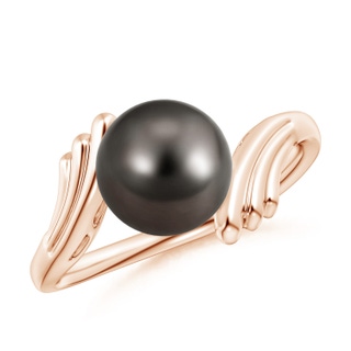 8mm AAA Tahitian Pearl Ring with Wing Motifs in Rose Gold