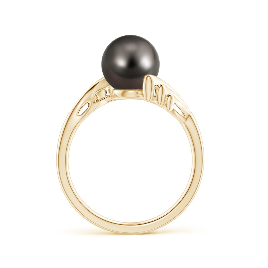 8mm AAA Tahitian Pearl Ring with Wing Motifs in Yellow Gold side 1