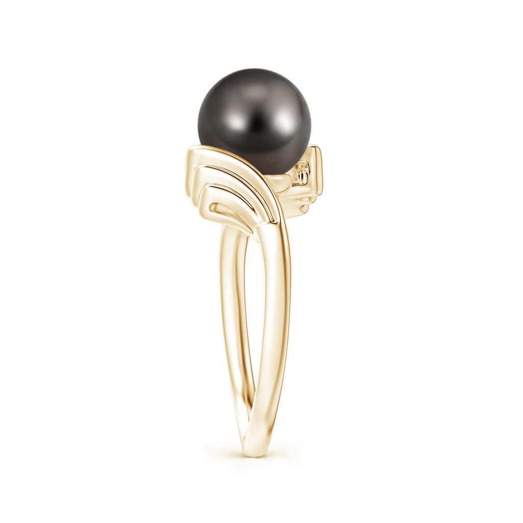 8mm AAA Tahitian Pearl Ring with Wing Motifs in Yellow Gold Side 2