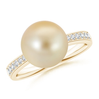 10mm AAA Golden South Sea Pearl Reverse Tapered Shank Ring in Yellow Gold