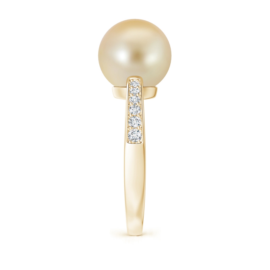 10mm AAA Golden South Sea Pearl Reverse Tapered Shank Ring in Yellow Gold side 299