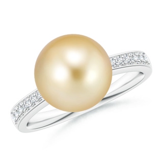 10mm AAAA Golden South Sea Pearl Reverse Tapered Shank Ring in P950 Platinum