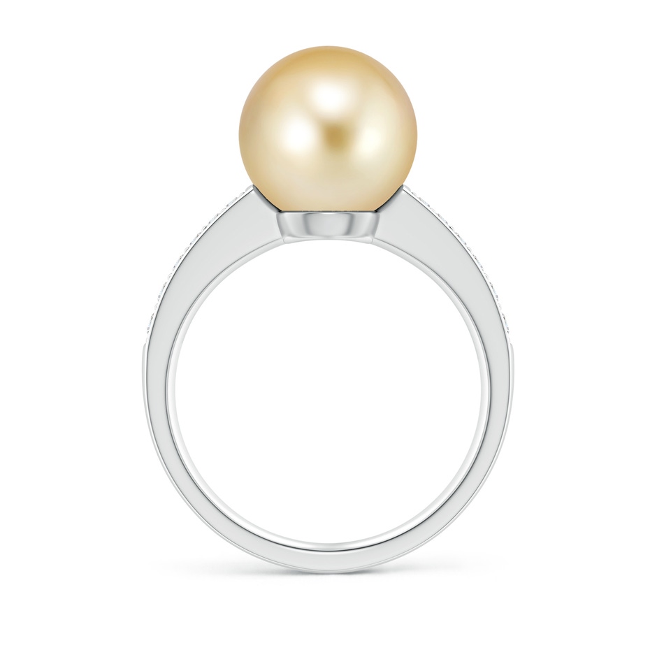 10mm AAAA Golden South Sea Pearl Reverse Tapered Shank Ring in P950 Platinum side 199