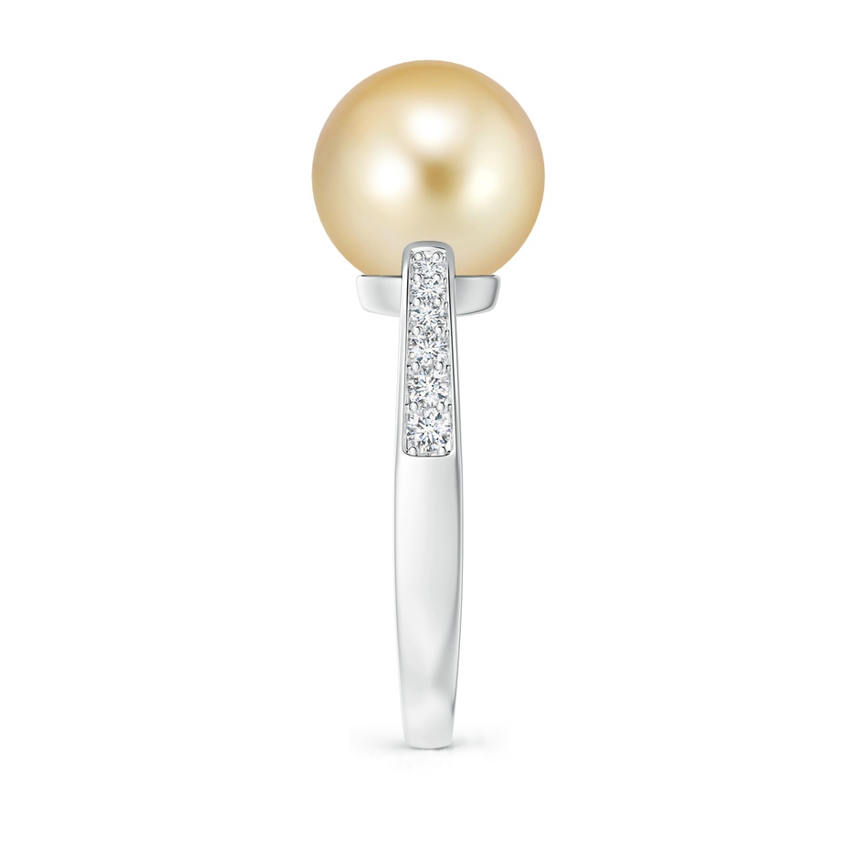 10mm AAAA Golden South Sea Pearl Reverse Tapered Shank Ring in P950 Platinum side 299