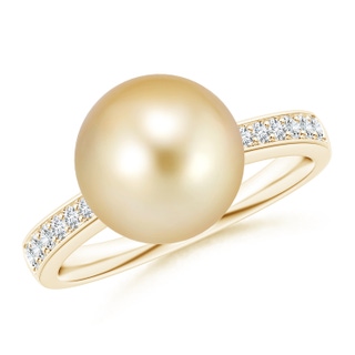 10mm AAAA Golden South Sea Pearl Reverse Tapered Shank Ring in Yellow Gold