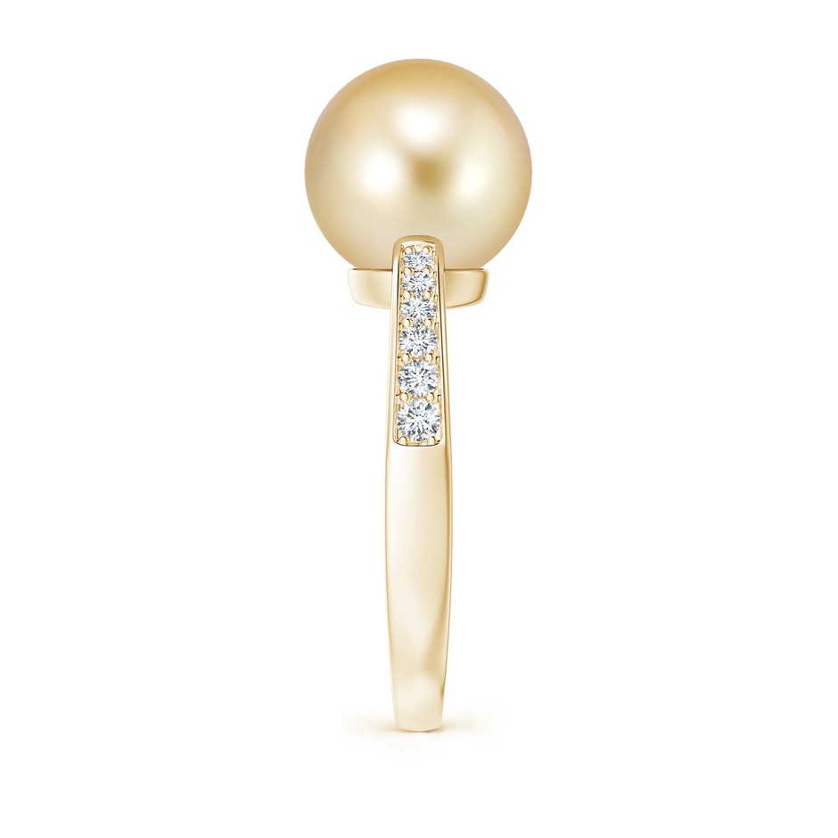 10mm AAAA Golden South Sea Pearl Reverse Tapered Shank Ring in Yellow Gold side 299