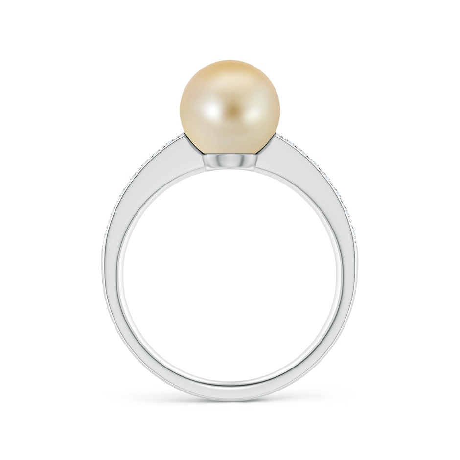 8mm AAA Golden South Sea Pearl Reverse Tapered Shank Ring in White Gold side 1