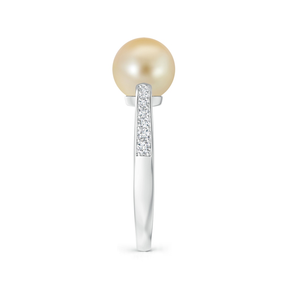 8mm AAA Golden South Sea Pearl Reverse Tapered Shank Ring in White Gold side 2