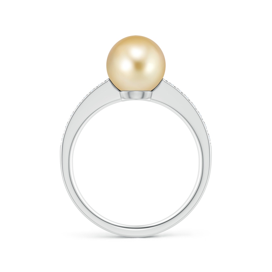8mm AAAA Golden South Sea Pearl Reverse Tapered Shank Ring in P950 Platinum side 199
