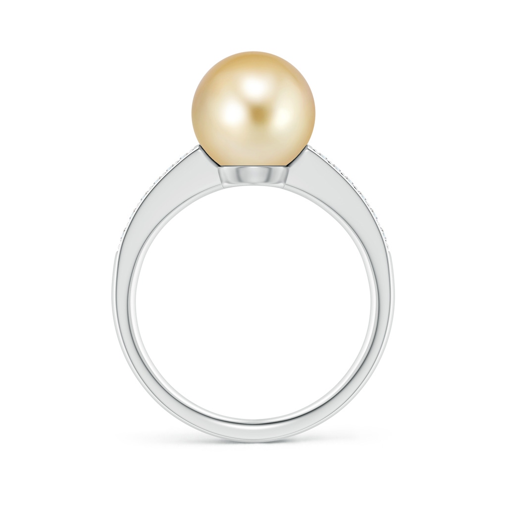 9mm AAAA Golden South Sea Pearl Reverse Tapered Shank Ring in P950 Platinum Side 1