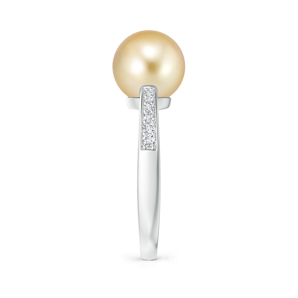 9mm AAAA Golden South Sea Pearl Reverse Tapered Shank Ring in P950 Platinum Side 2