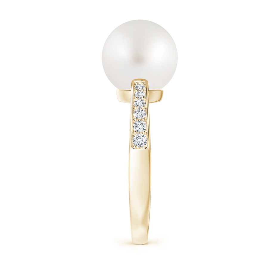 10mm AA South Sea Pearl Reverse Tapered Shank Ring in Yellow Gold side 299