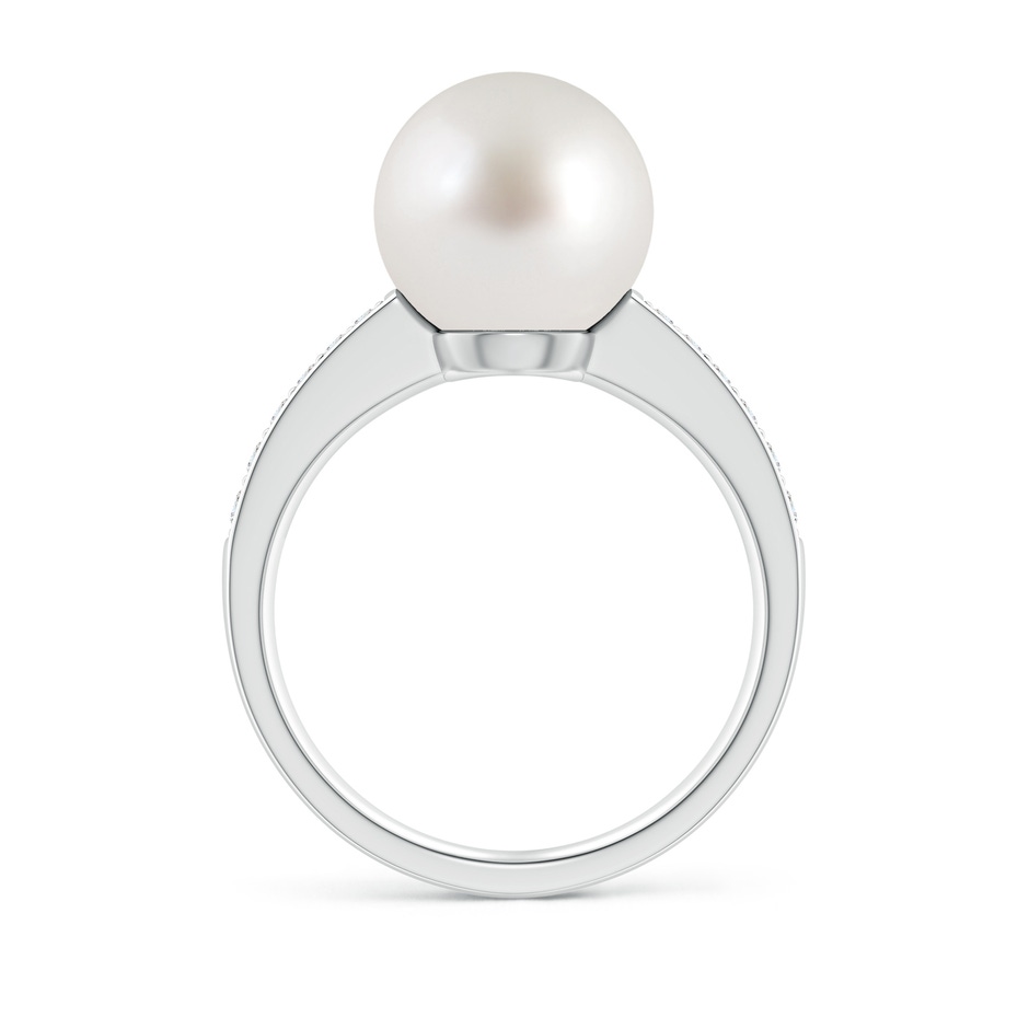 10mm AAA South Sea Pearl Reverse Tapered Shank Ring in White Gold Side 1