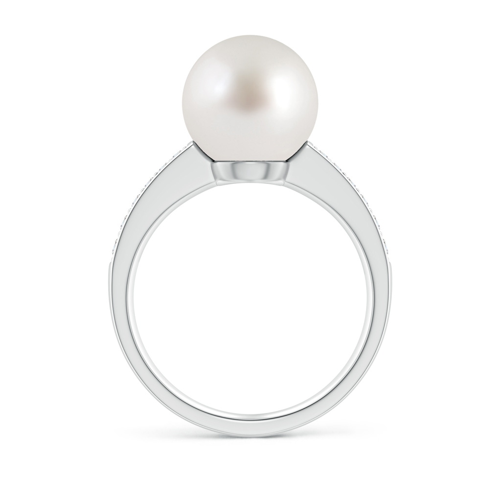 10mm AAA South Sea Pearl Reverse Tapered Shank Ring in White Gold - side 199
