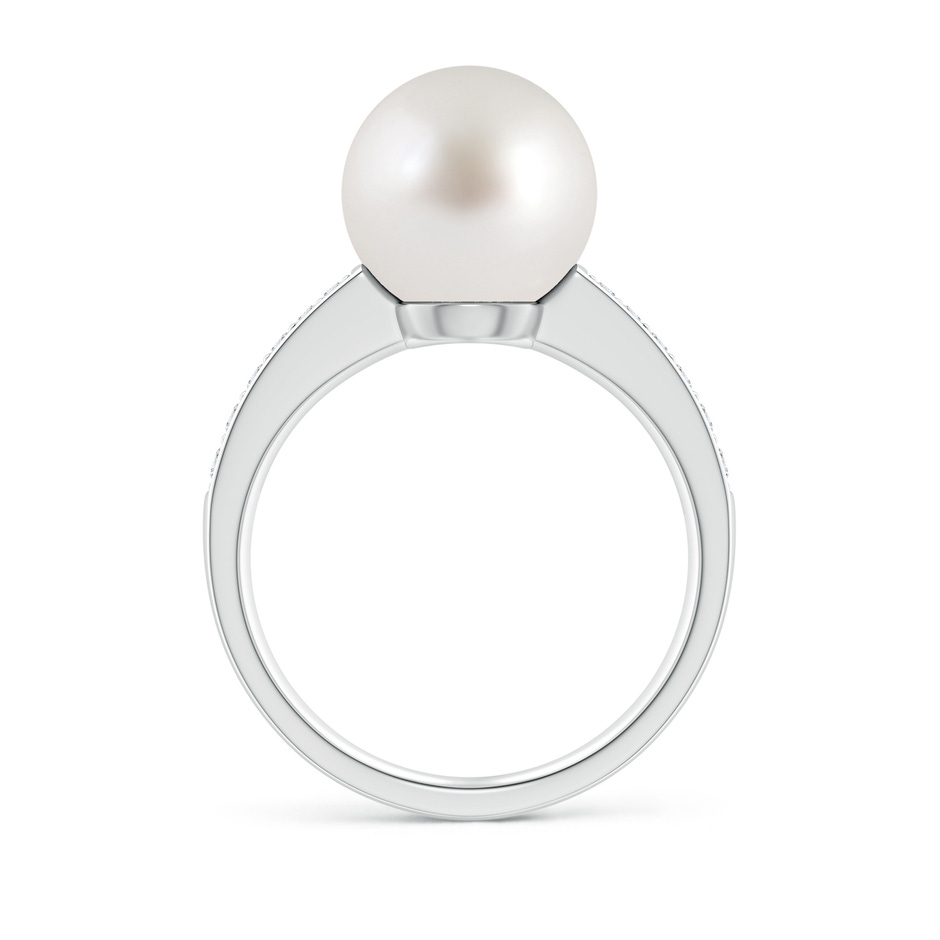 10mm AAA South Sea Pearl Reverse Tapered Shank Ring in White Gold side 199