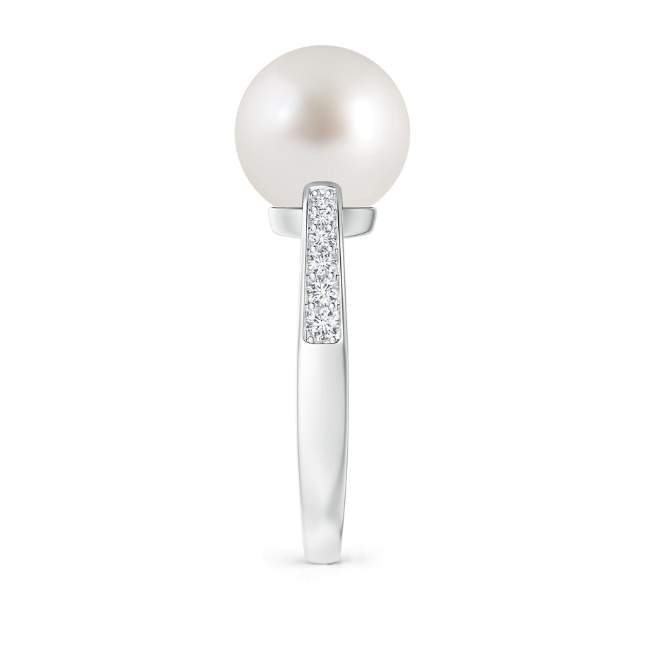 10mm AAA South Sea Pearl Reverse Tapered Shank Ring in White Gold side 299