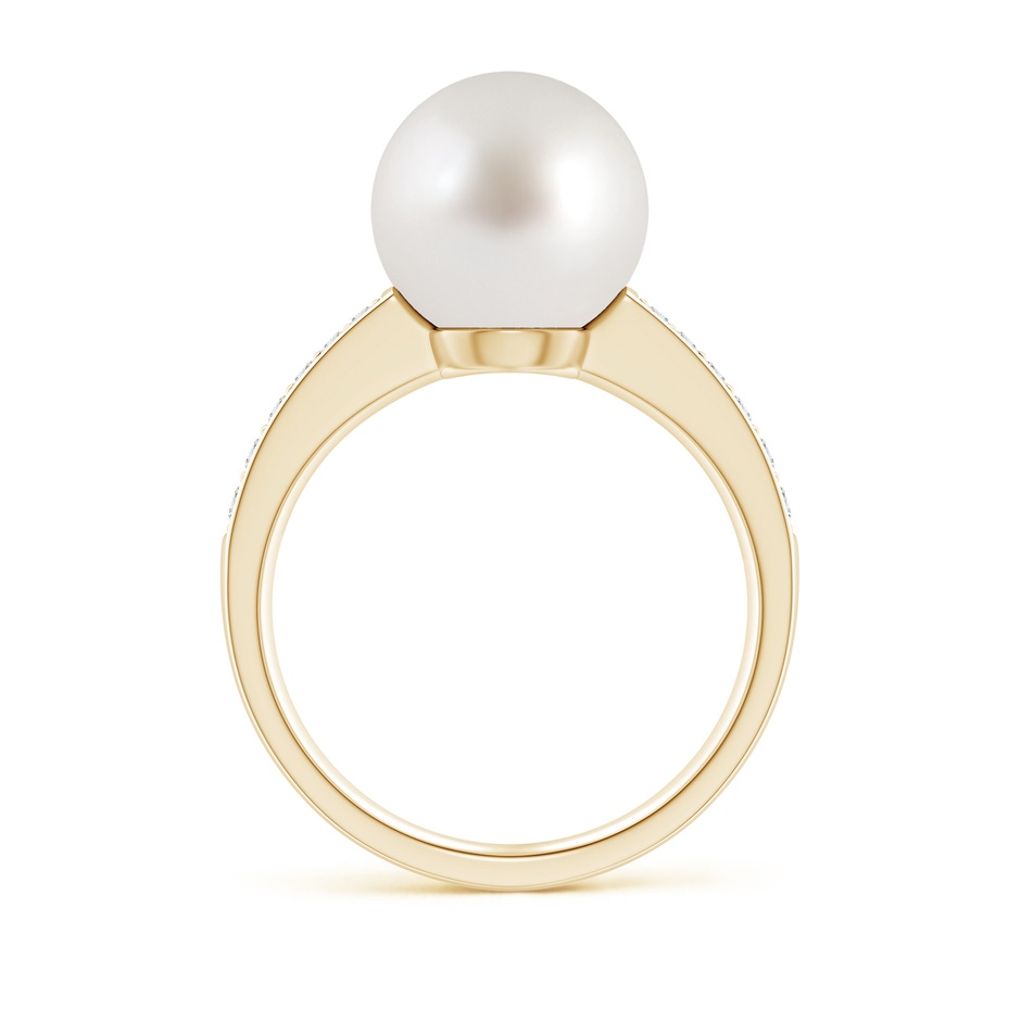 10mm AAA South Sea Pearl Reverse Tapered Shank Ring in Yellow Gold side 199