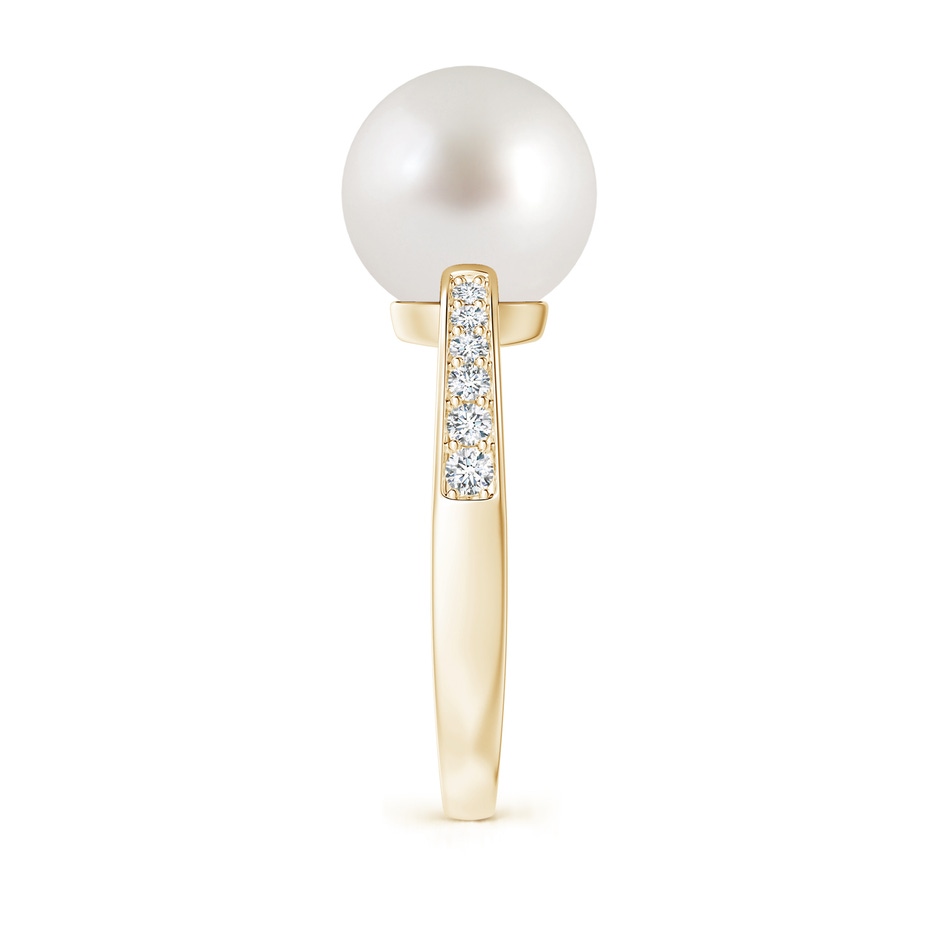 10mm AAA South Sea Pearl Reverse Tapered Shank Ring in Yellow Gold side 299
