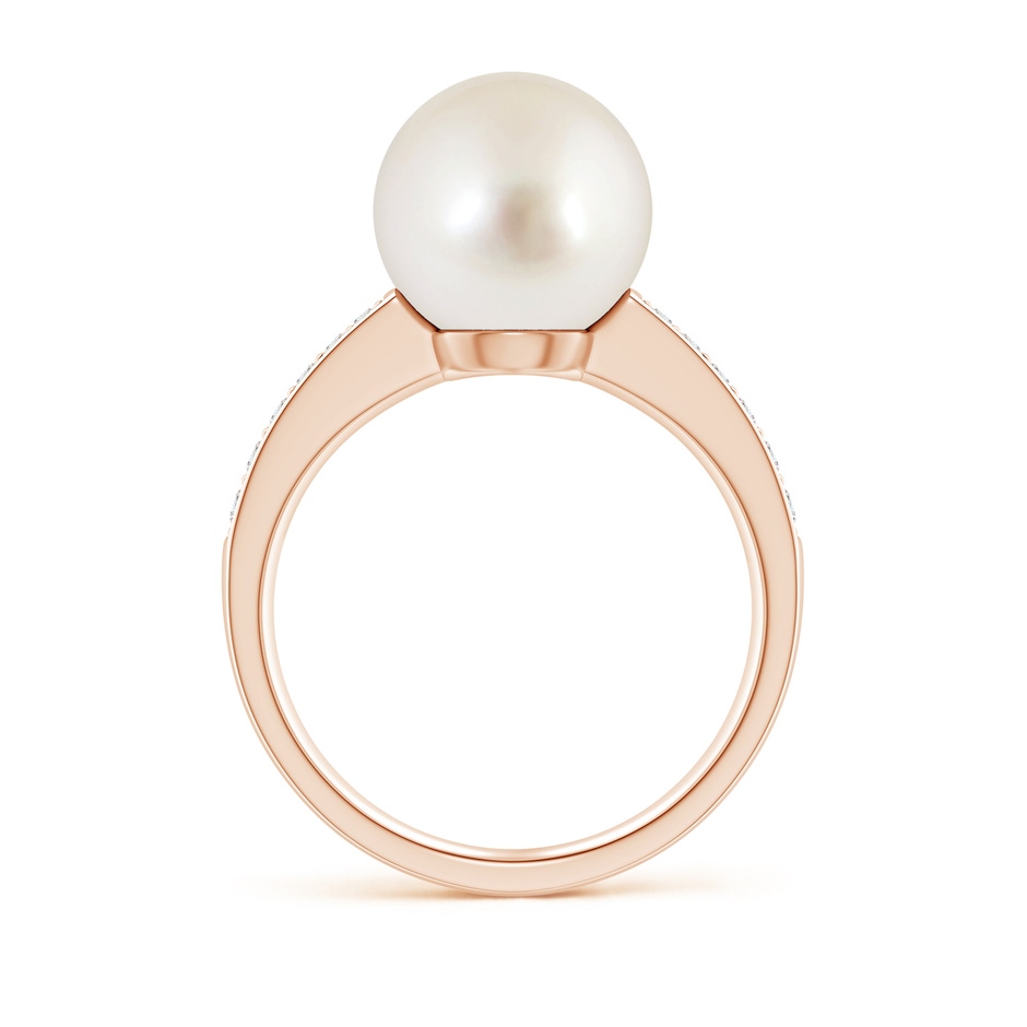 10mm AAAA South Sea Pearl Reverse Tapered Shank Ring in 18K Rose Gold side 199