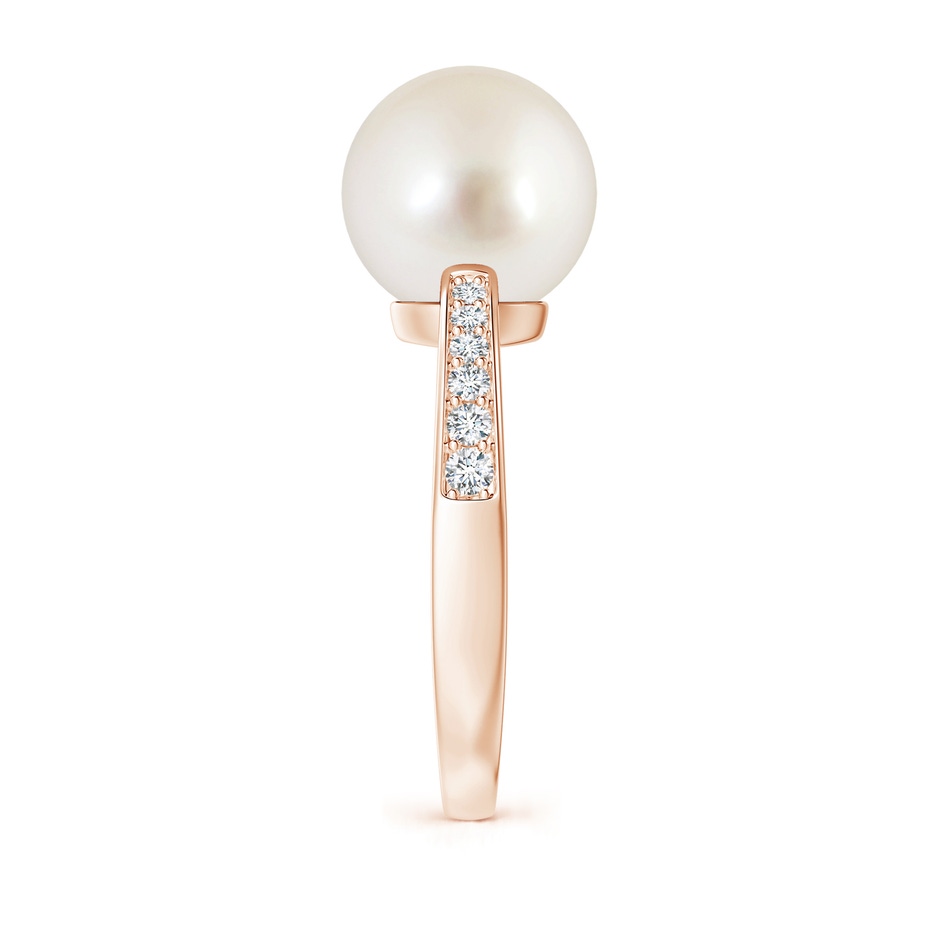 10mm AAAA South Sea Pearl Reverse Tapered Shank Ring in 18K Rose Gold side 299