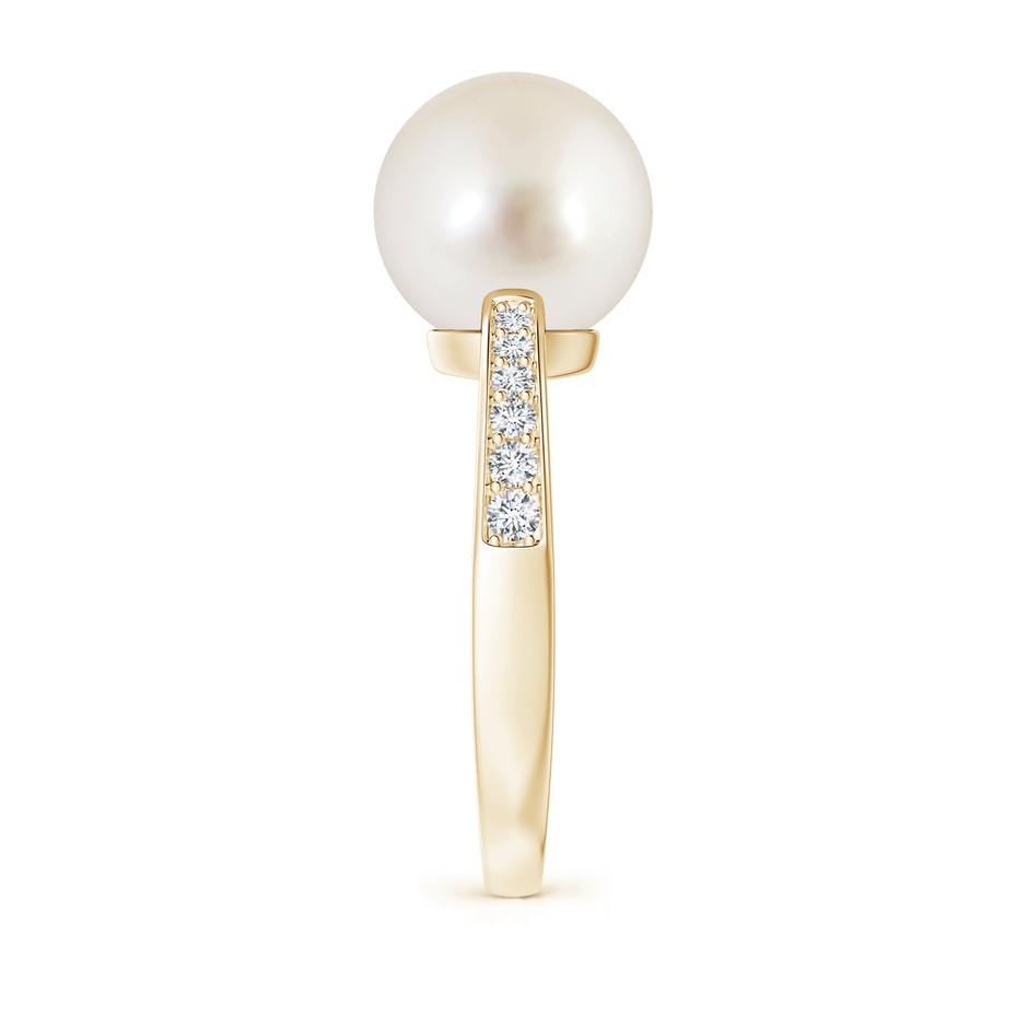 10mm AAAA South Sea Pearl Reverse Tapered Shank Ring in 18K Yellow Gold side 299